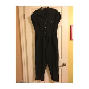 Lightweight Black Button Up Jumpsuit